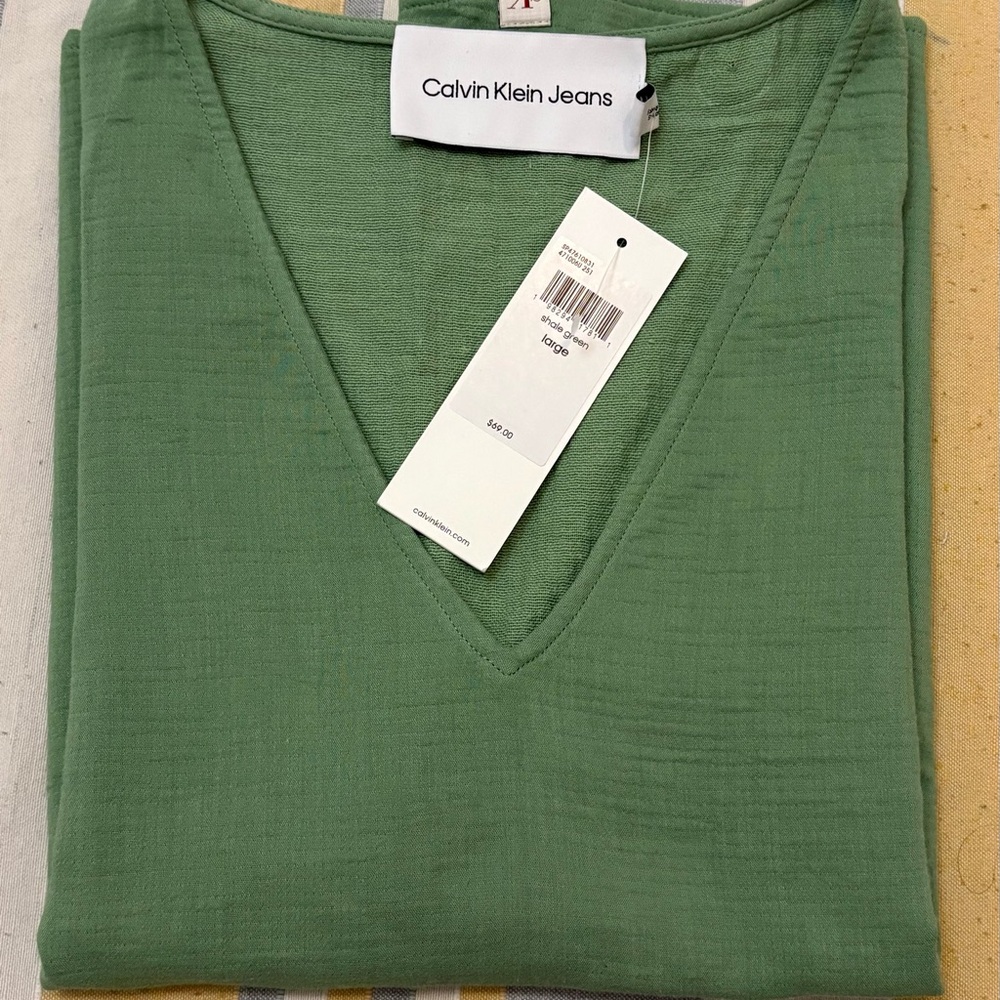 Calvin Klein Sage V-Neck Blouse